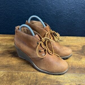 Sperry‎ Syren Gulf STS96942 Tan Leather Wedge Ankle Boots Womens 8M